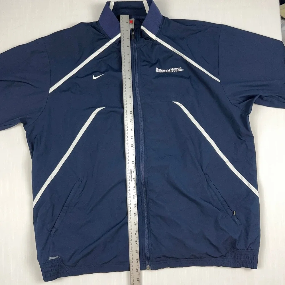 Nike BYU Brigham Young Cougars Windbreaker Jacket Navy XL NikeFit Team Issued